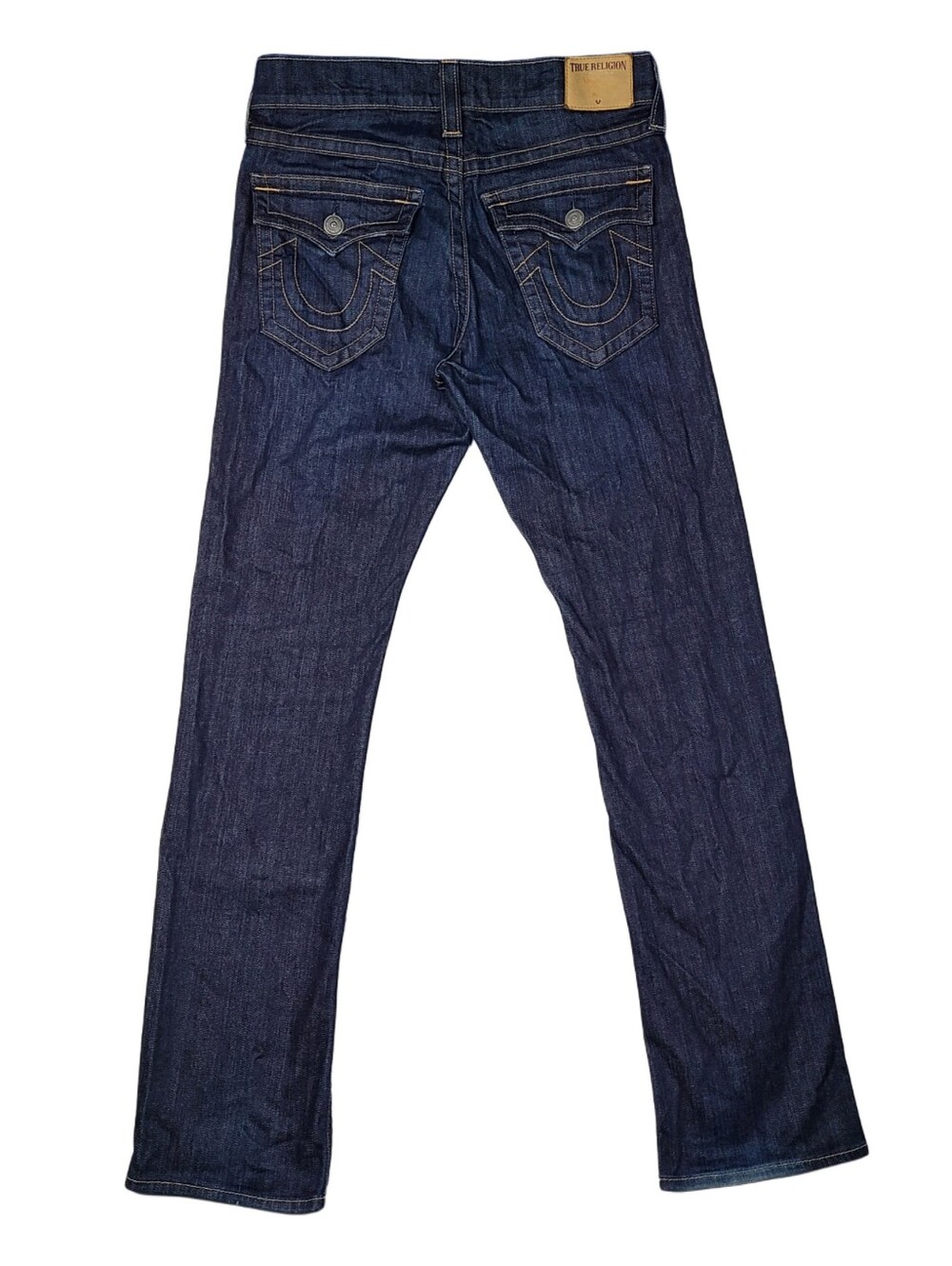 True Religion Ricky Relaxed Straight Jeans Mens 31 Fits 32x34 Blue Flap Pockets